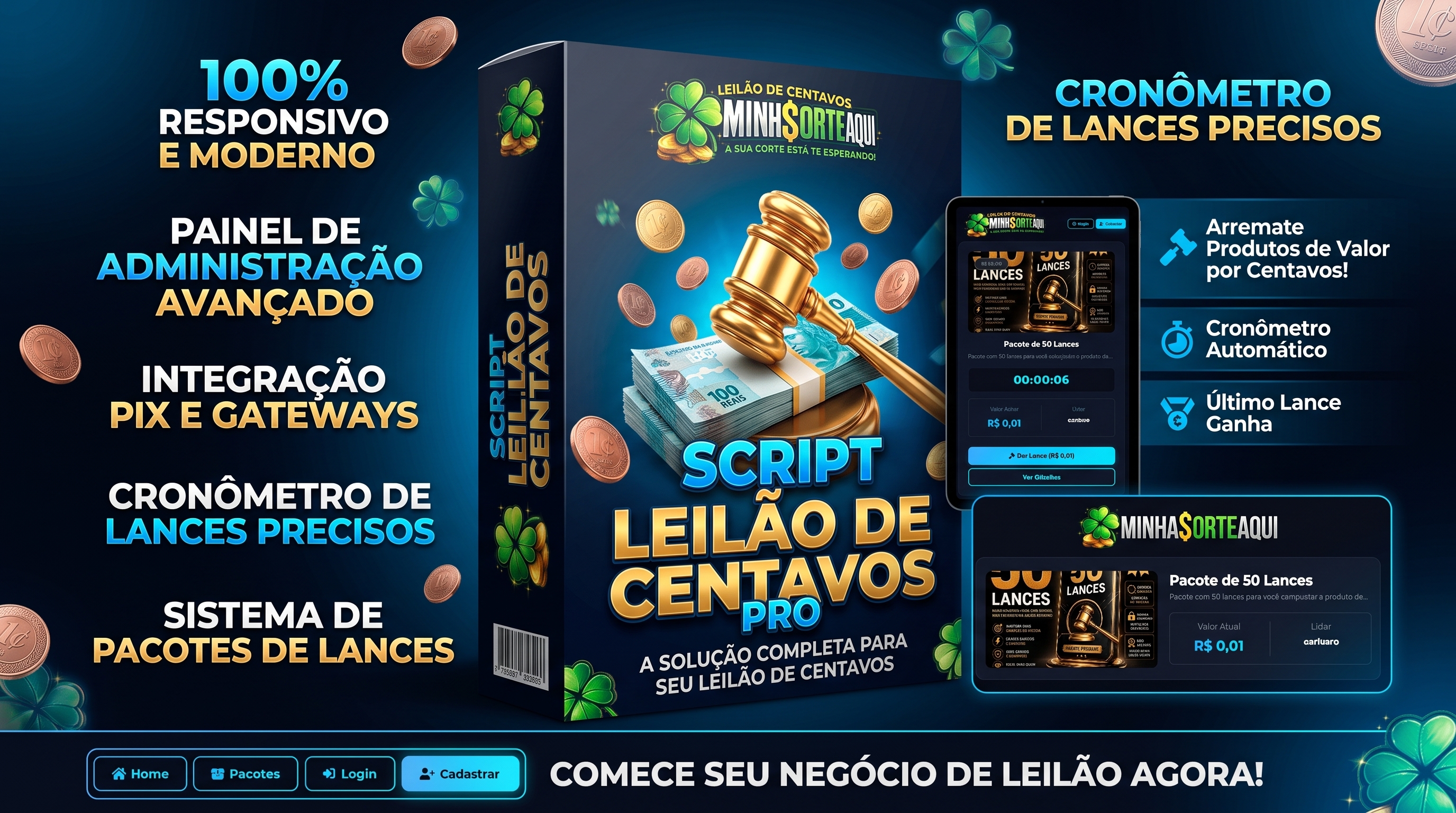 Script Profissional de Leilão de Centavos